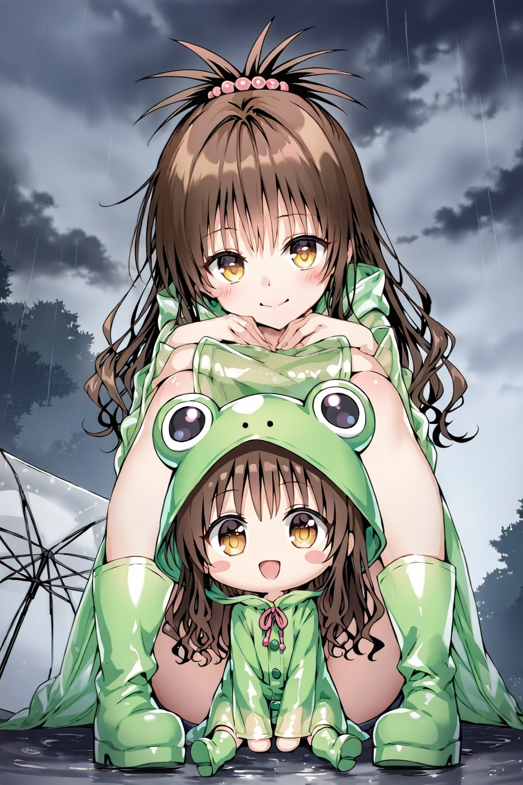 雨の日の結城美柑とチビ美柑