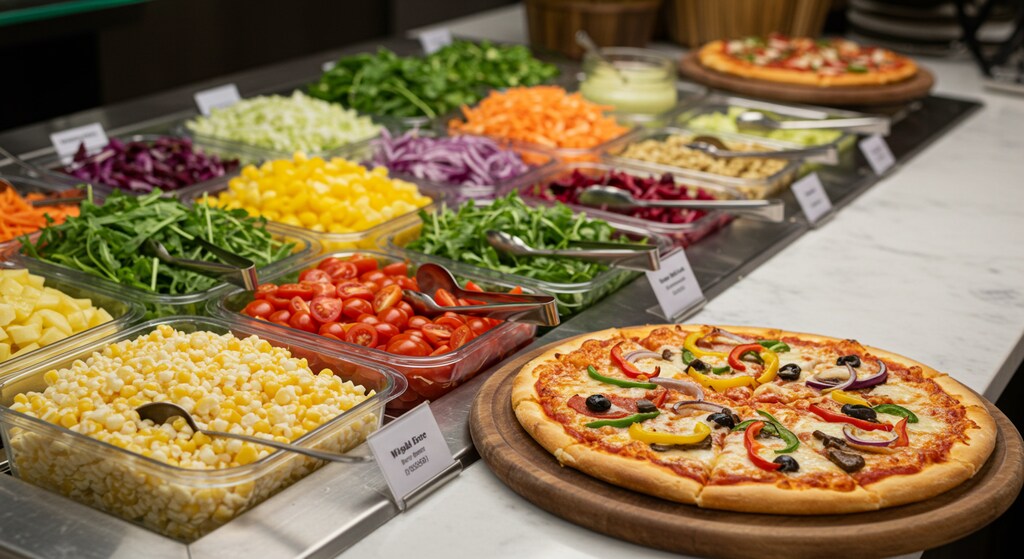 深夜食堂のピザ付きサラダバー