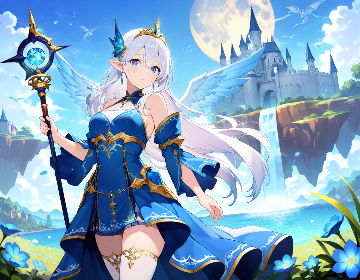 蒼翼の女王と浮遊城 | の人気AIイラスト・グラビア