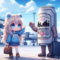 空港でのビール缶と小さな女の子 4枚目