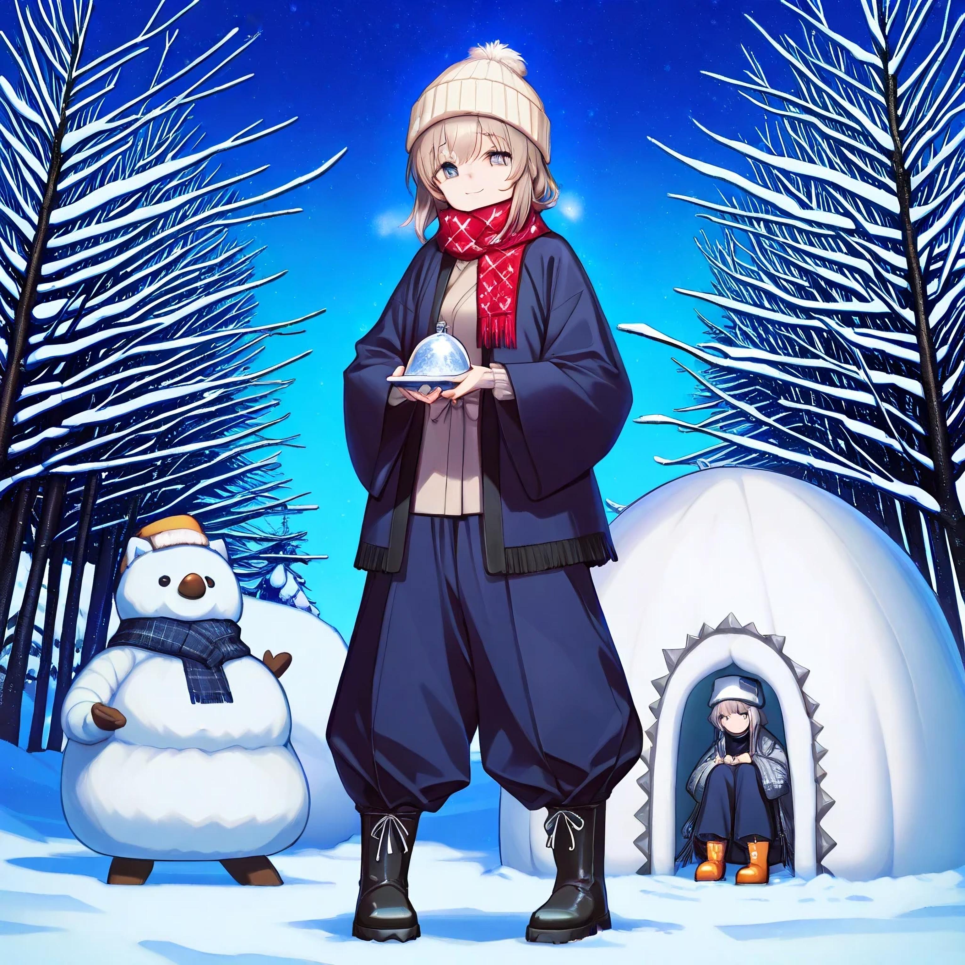 少女とかまくらと謎の生物