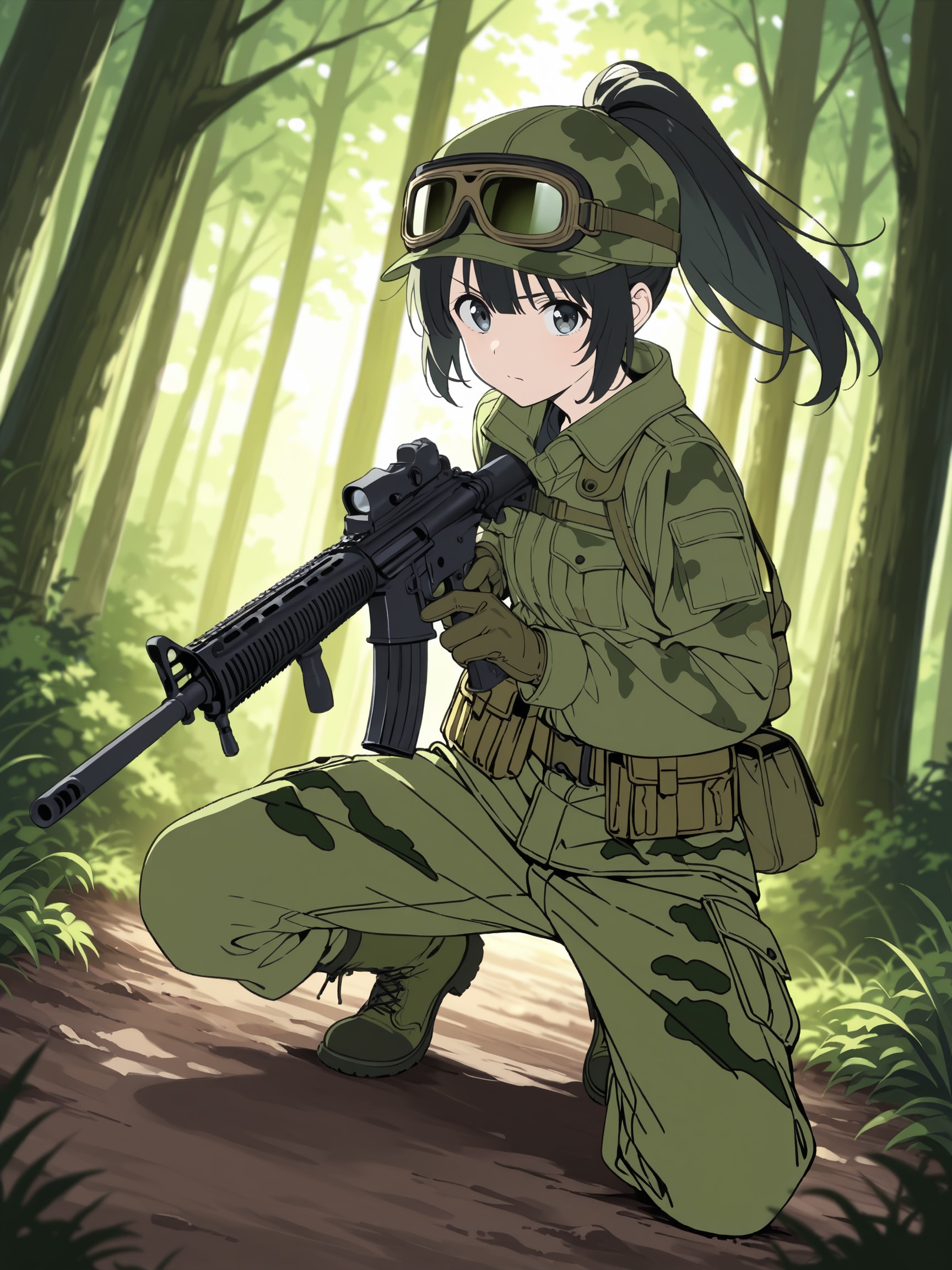 軽い気持ちで始めたサバゲーにハマってしまった女の子 | の人気AIイラスト・グラビア