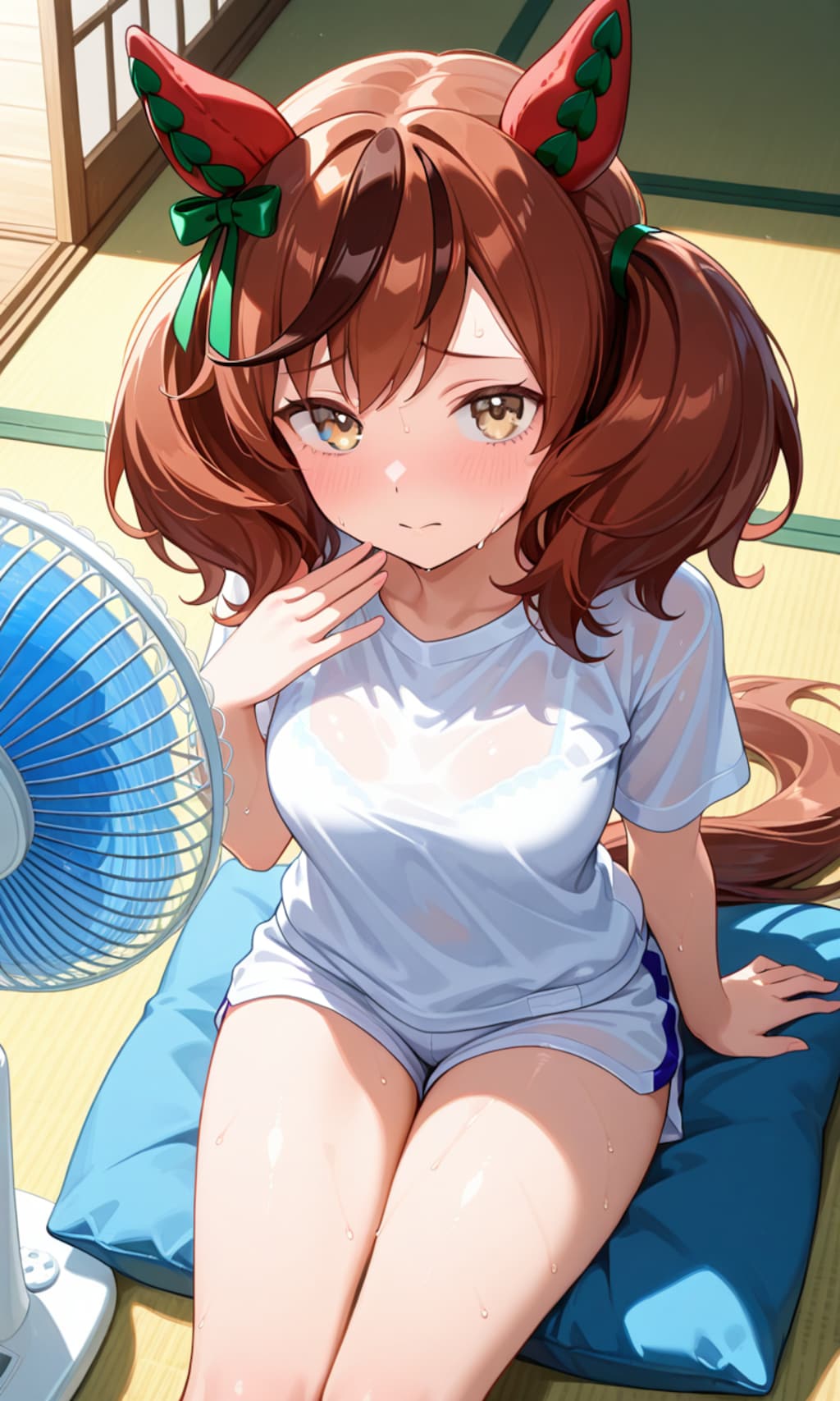 扇風機だけだと暑いネイチャさん