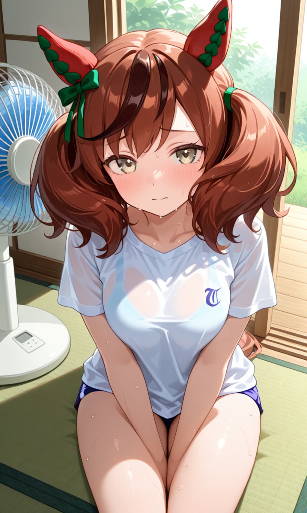 扇風機だけだと暑いネイチャさん