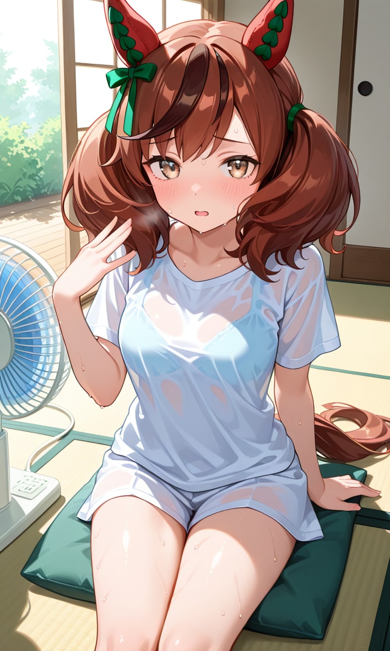 扇風機だけだと暑いネイチャさん