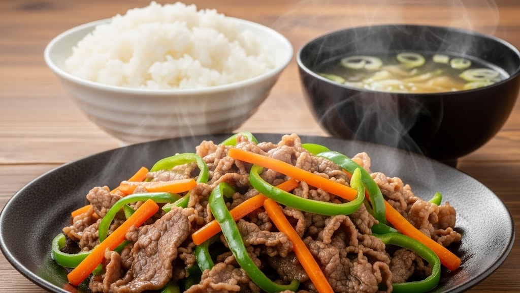 摩訶不思議食堂の青椒肉絲定食