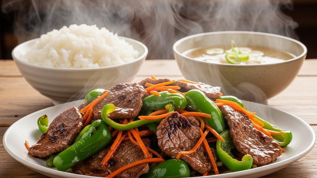 摩訶不思議食堂の青椒肉絲定食