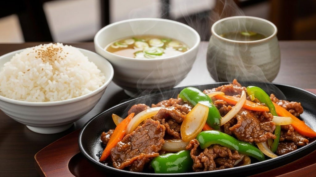 摩訶不思議食堂の青椒肉絲定食