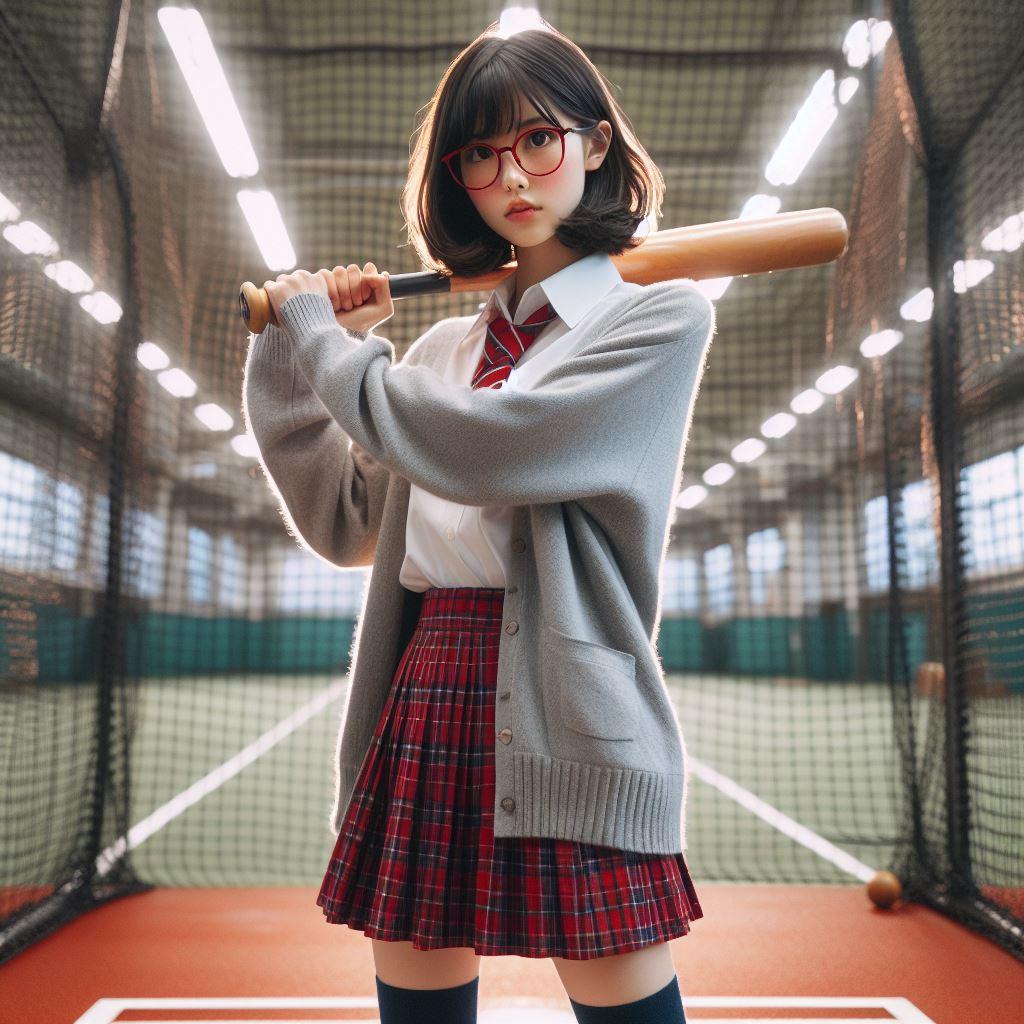 眼鏡女子 楓のバッティングセンター