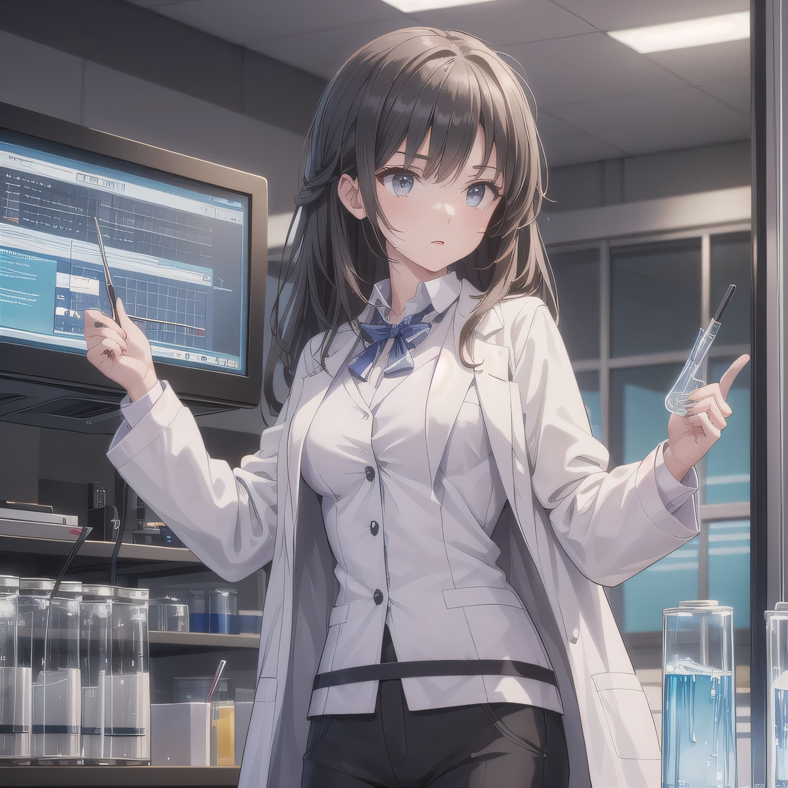 黒髪ロングで白衣の少女５６ | の人気AIイラスト・グラビア