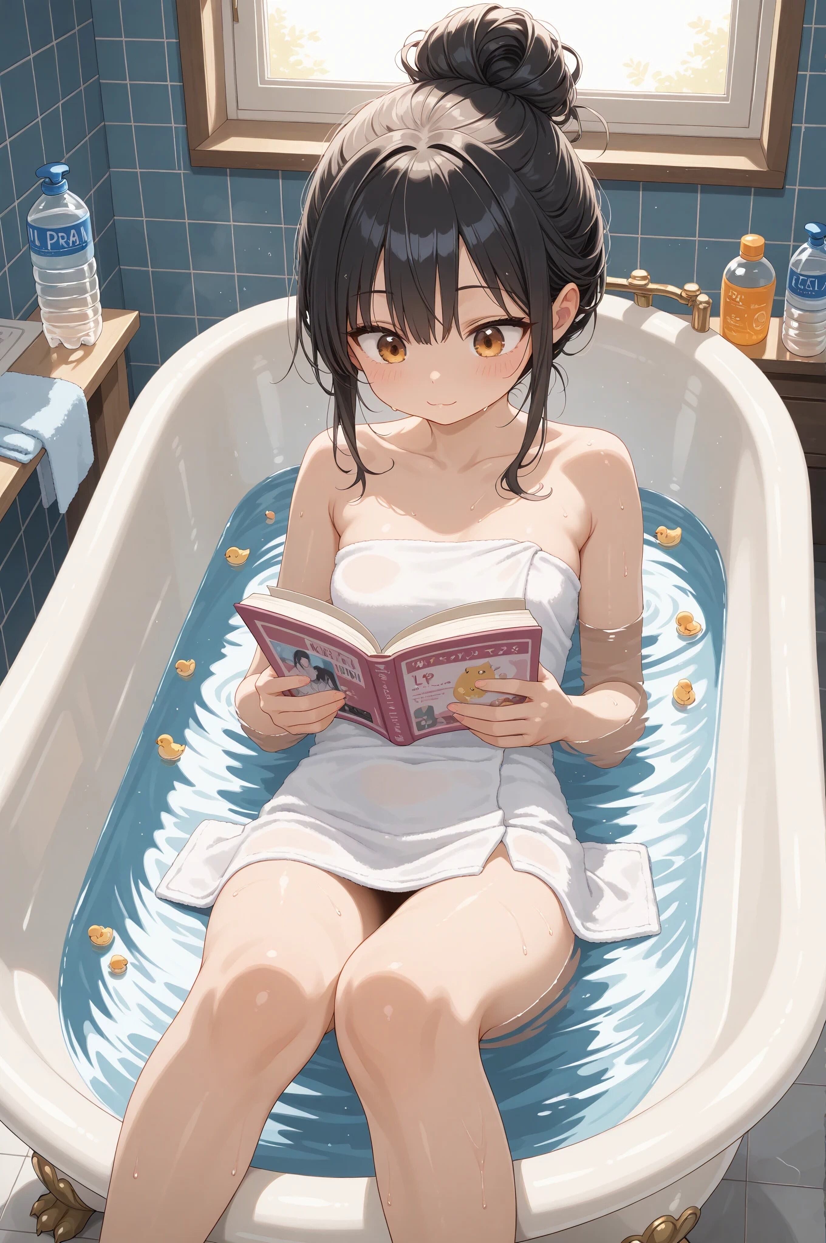 半身浴で読書