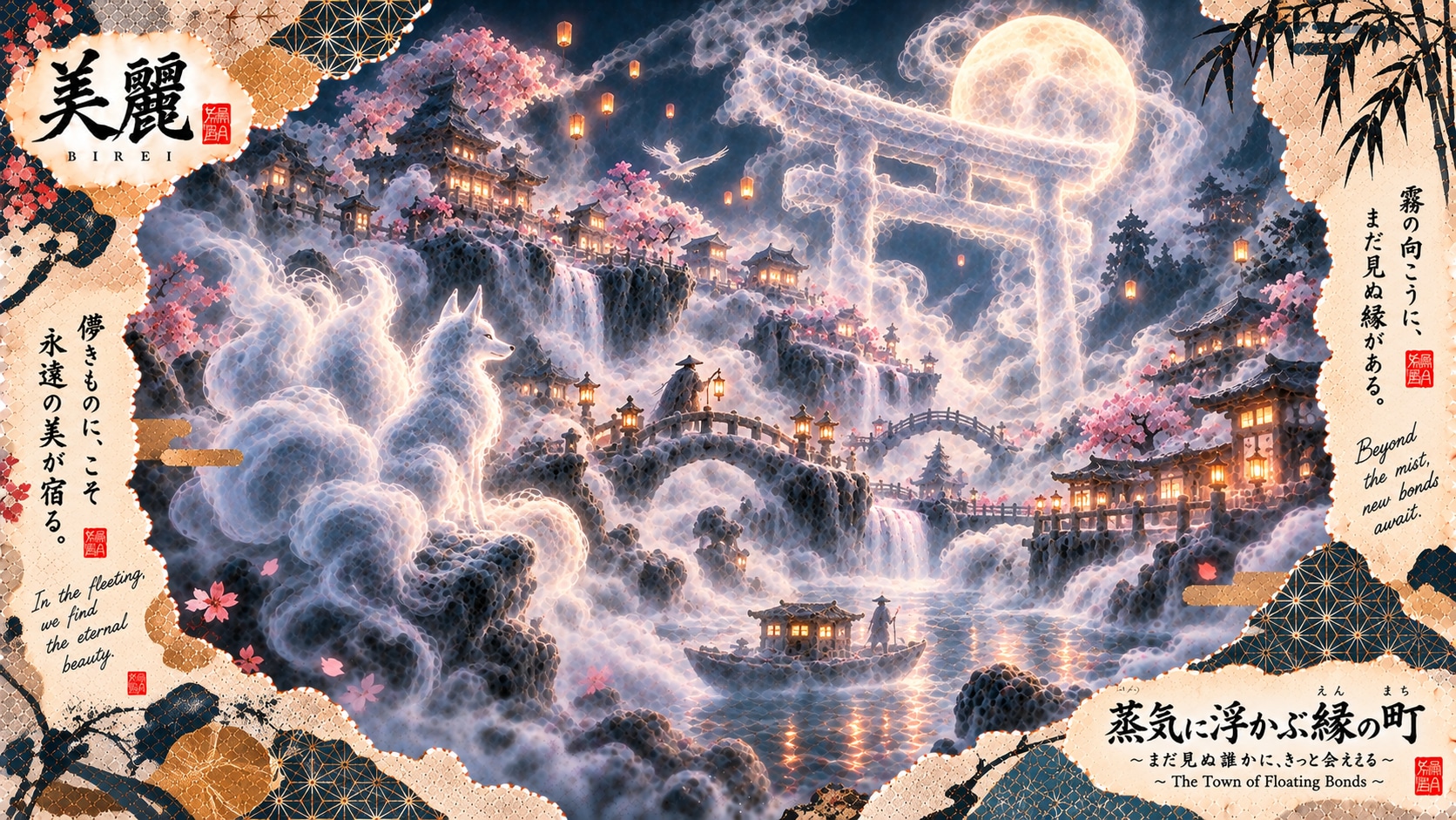 A Hidden Japan in the Steam — The Floating Peach Blossom Realm  Beyond the steam, a Japan yet unseen | の人気AIイラスト・グラビア