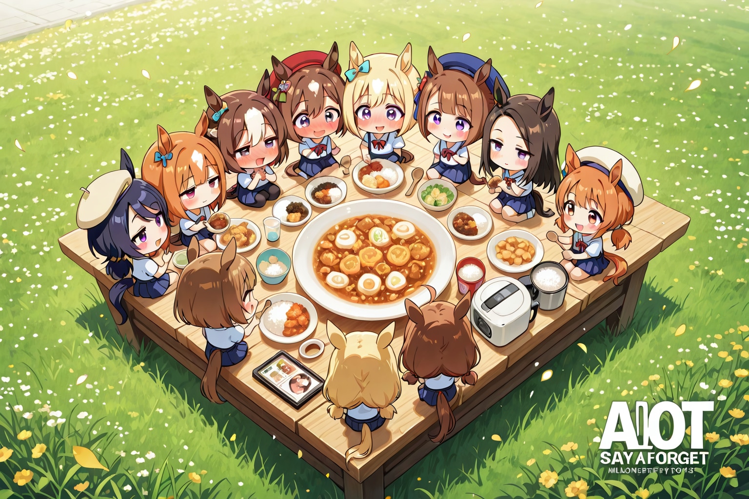 みんなでゴハンを食べよう-！。 | の人気AIイラスト・グラビア