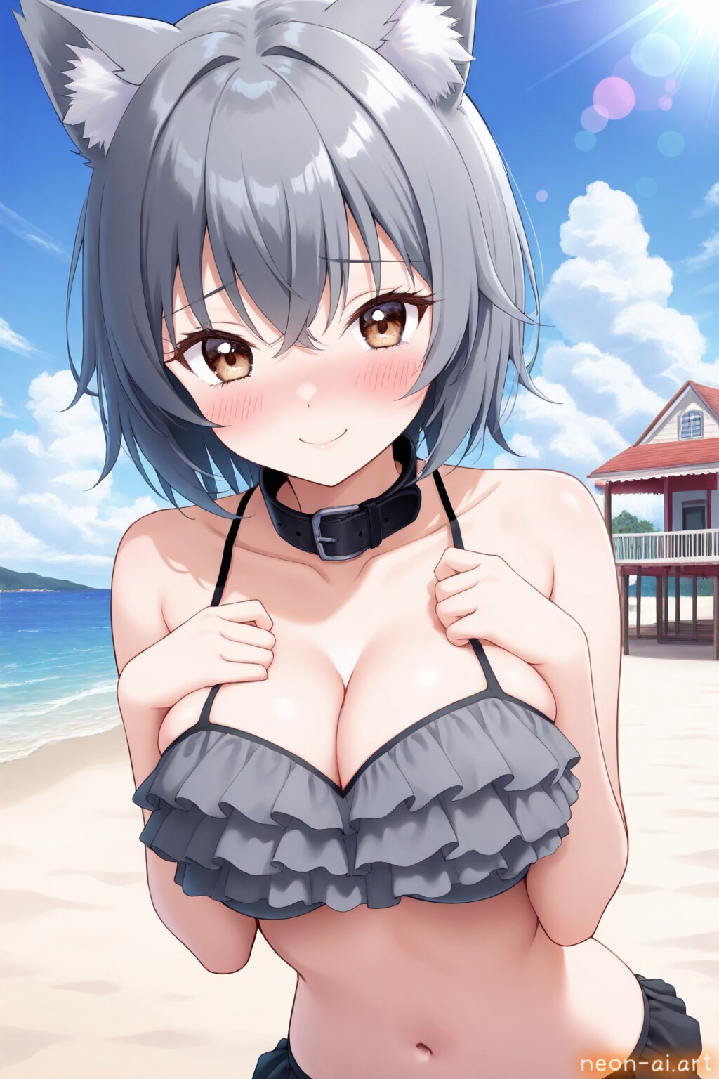ビーチ（こぼれ落ちそうなヴィーシニャちゃん）