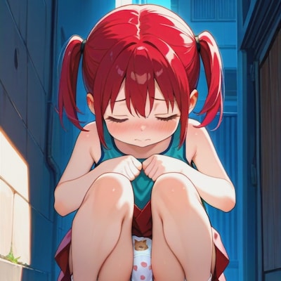 パン見せする赤髪ちゃん