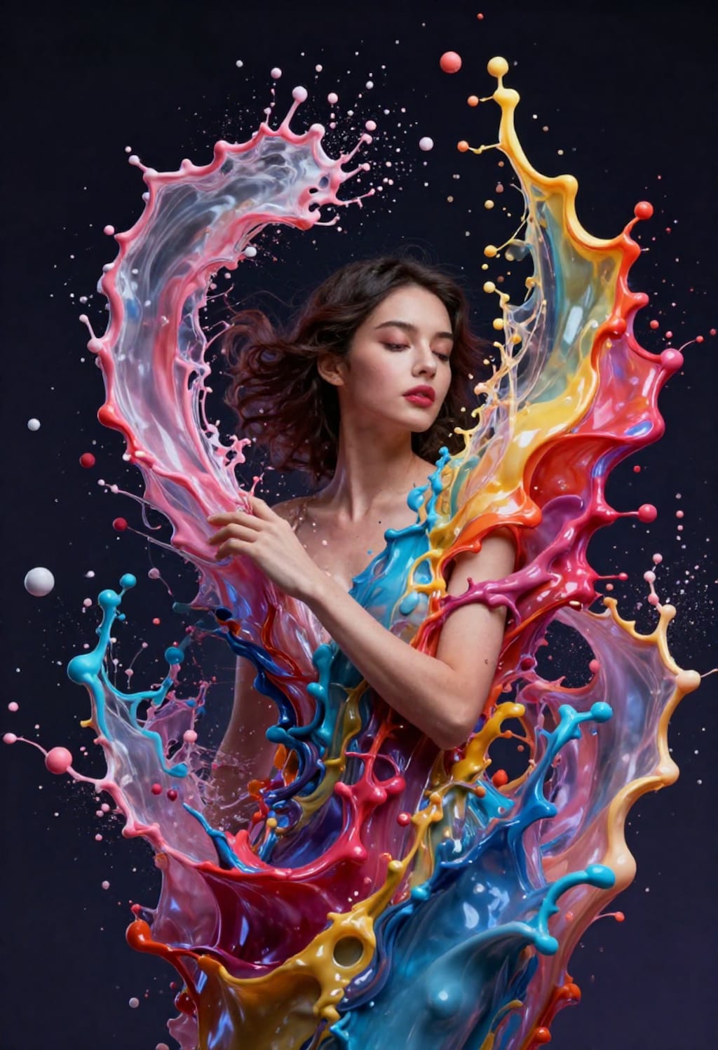 flowing liquid woman