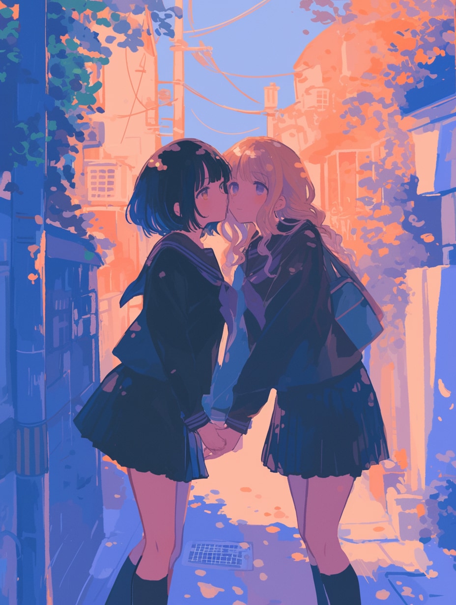 キスしたい二人のJK240 | の人気AIイラスト・グラビア