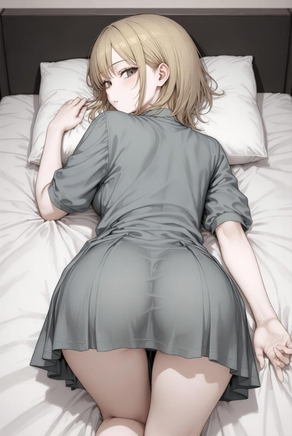 寝転ぶ女子