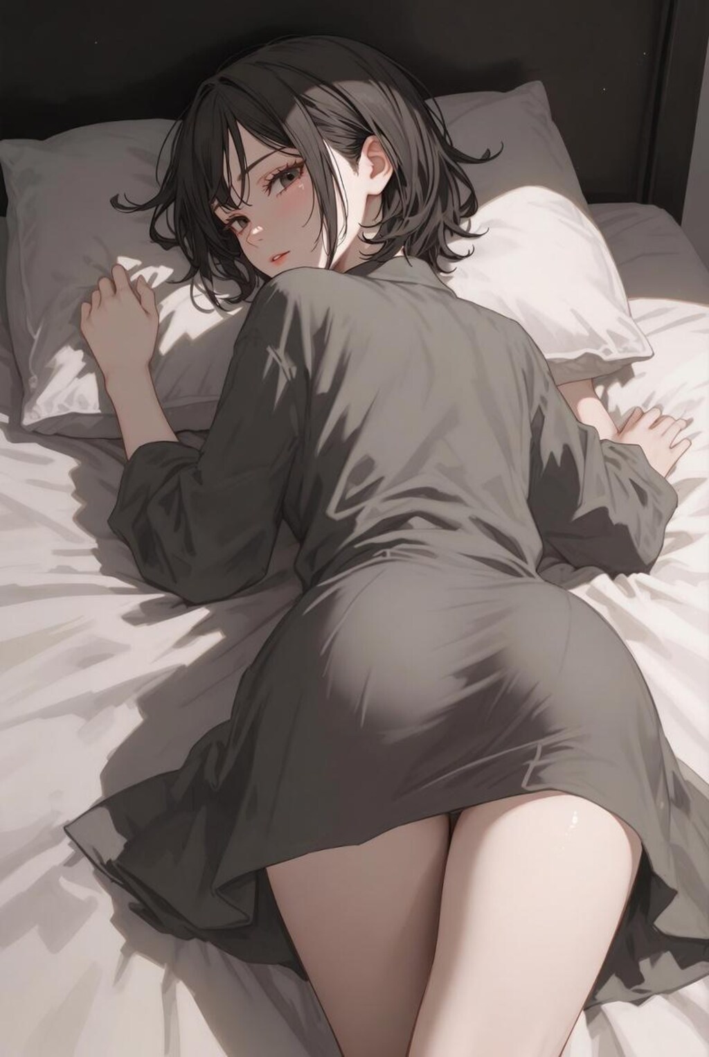 寝転ぶ女子