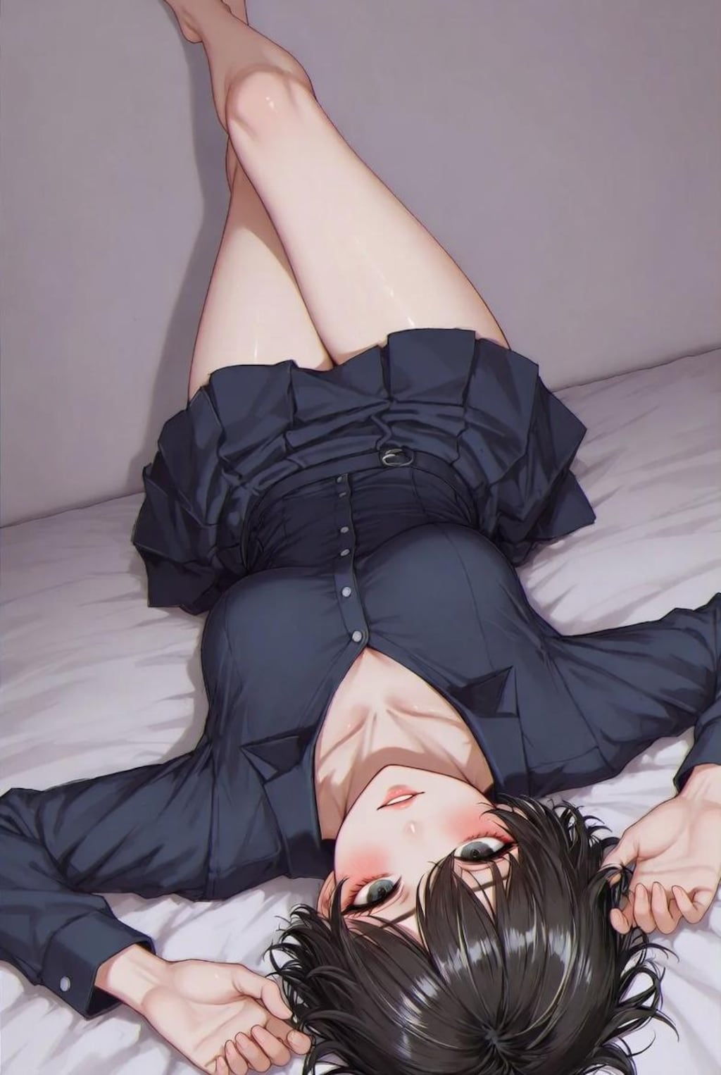 寝転ぶ女子