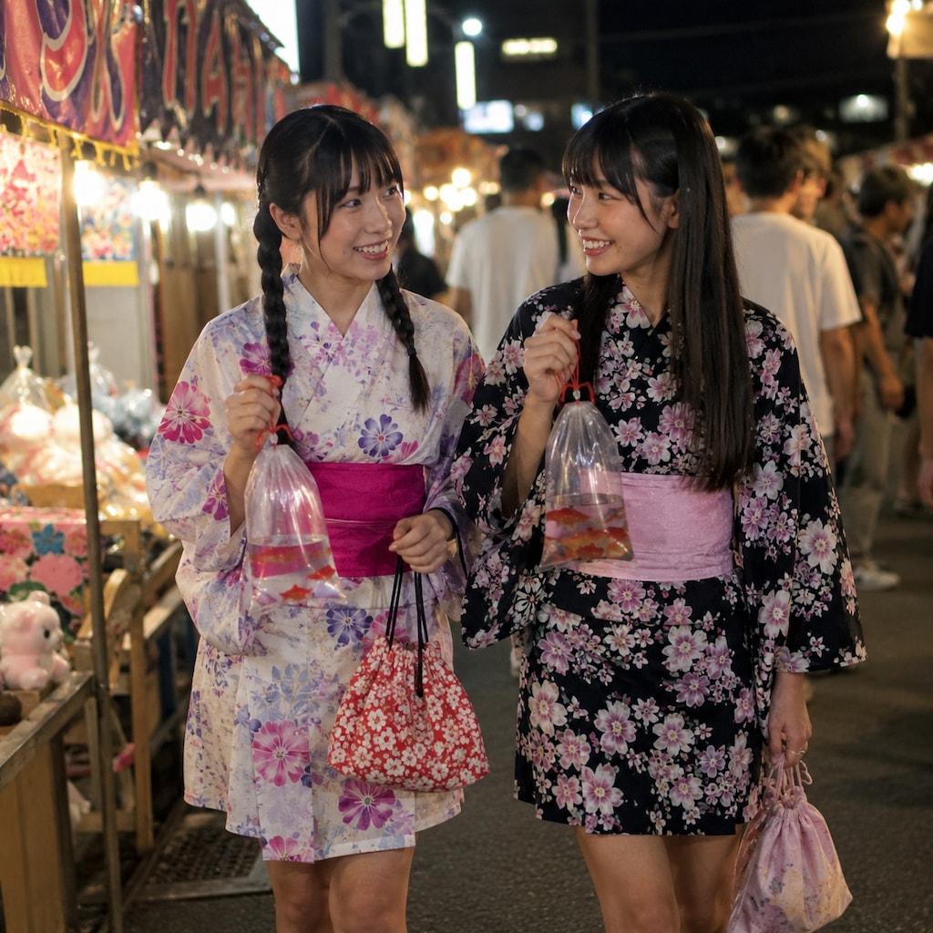 健全に金魚すくい