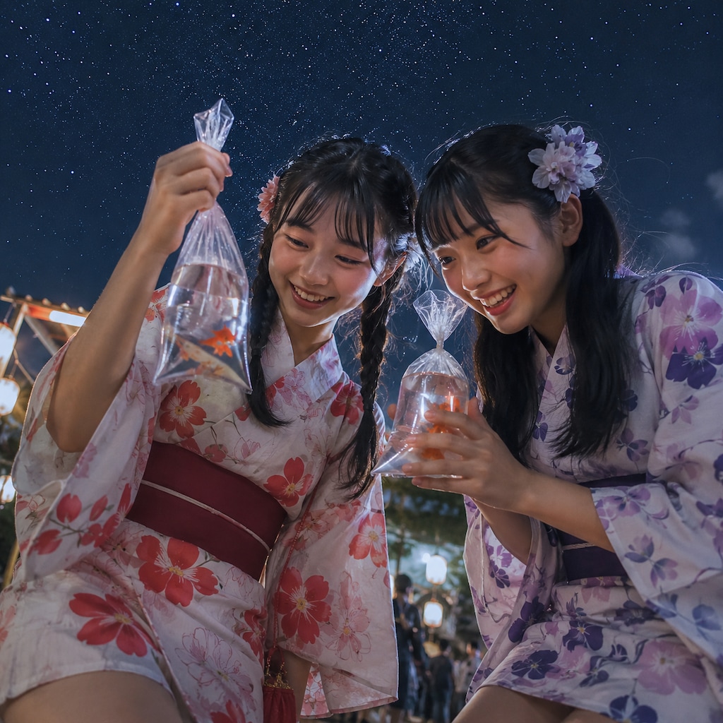 健全に金魚すくい