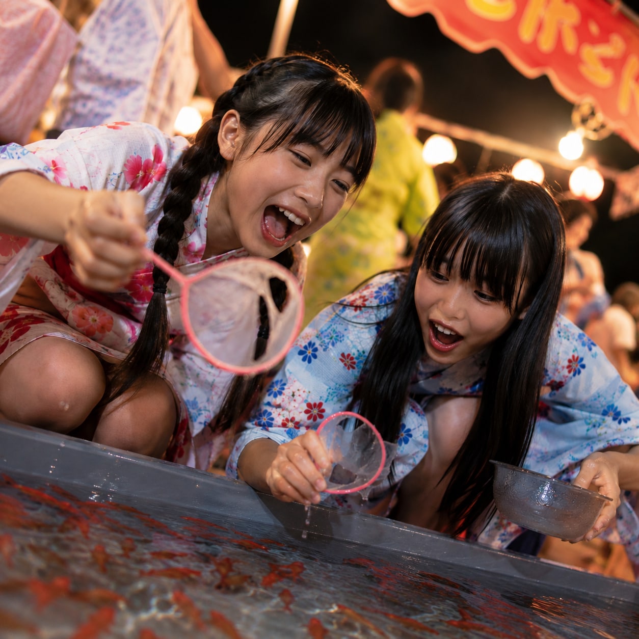 健全に金魚すくい
