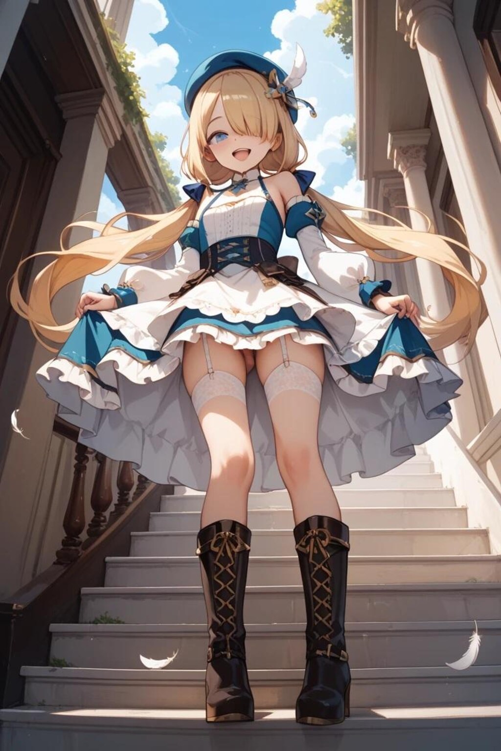 階段の下から…ちっぱい天使