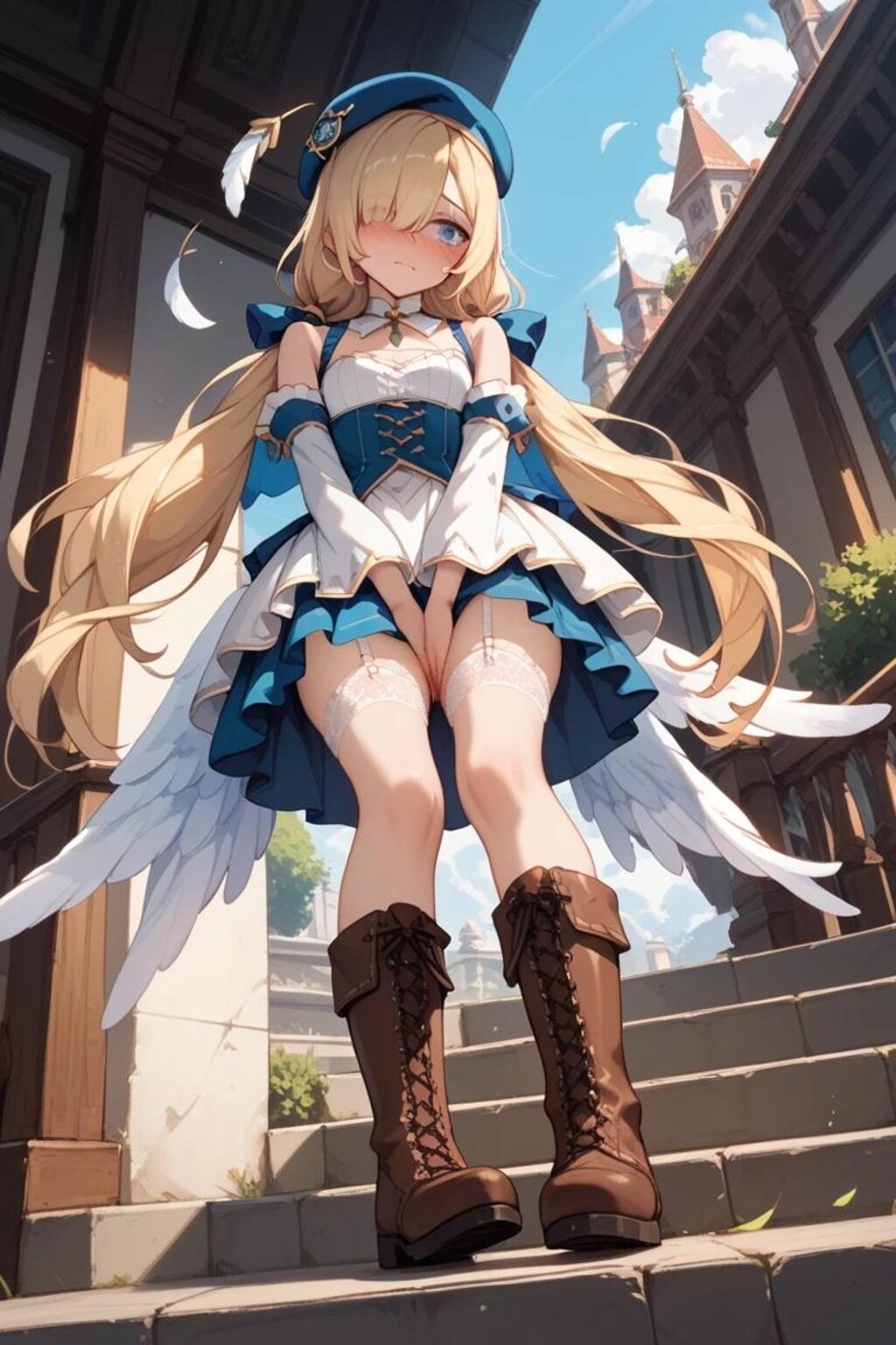 階段の下から…ちっぱい天使