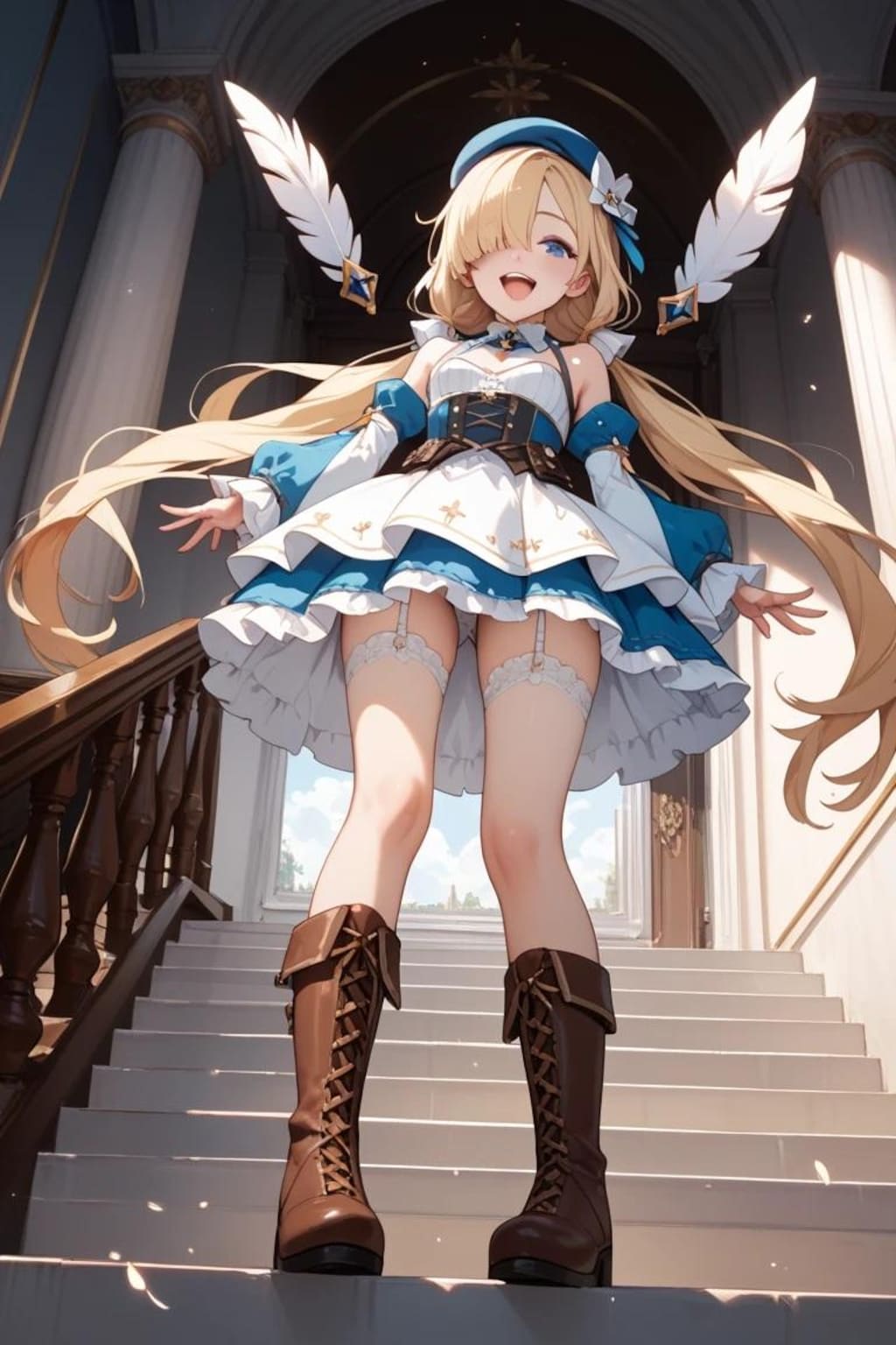 階段の下から…ちっぱい天使