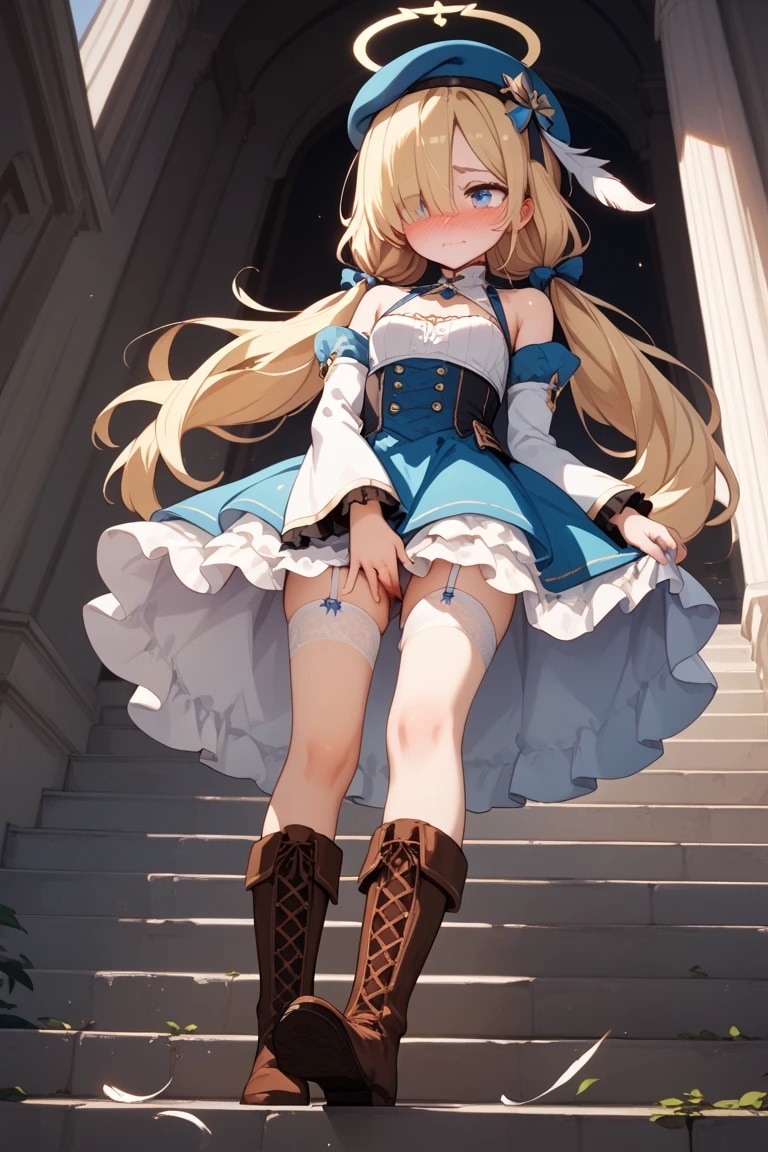 階段の下から…ちっぱい天使 | の人気AIイラスト・グラビア