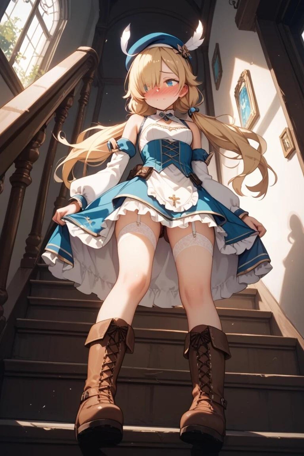 階段の下から…ちっぱい天使