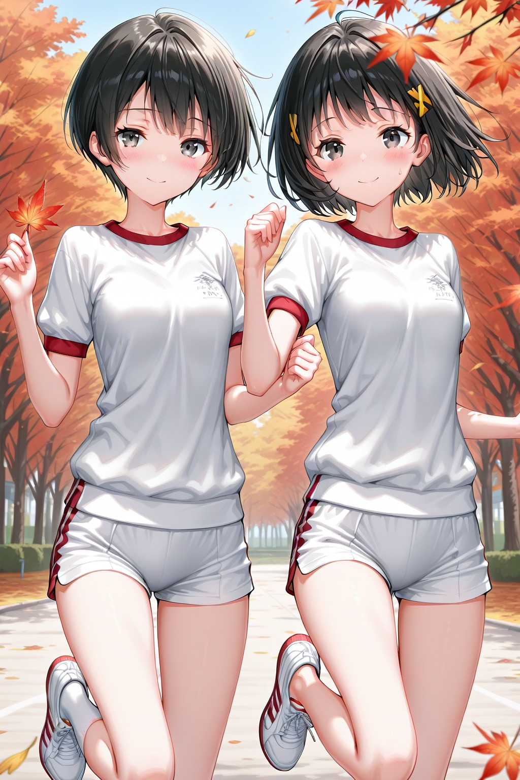 秋の公園を走る | の人気AIイラスト・グラビア