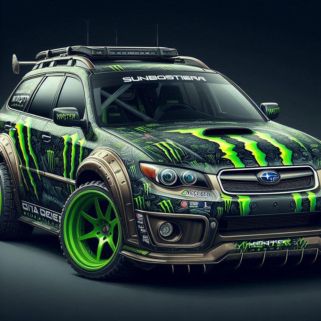モンスターエナジー柄のスバルレガシィアウトバック | の人気AIイラスト・グラビア