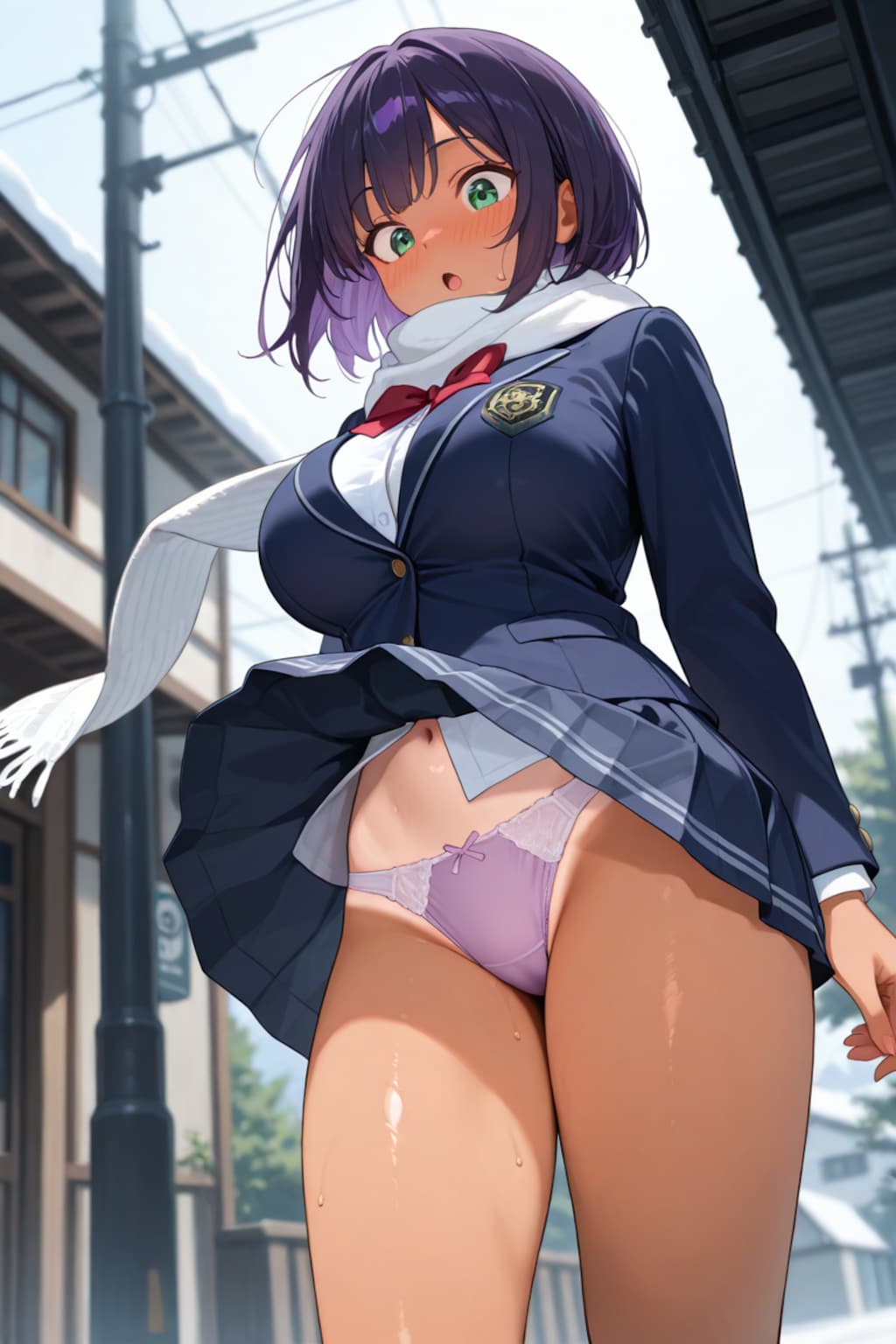 46 風にイタズラされる日焼けっ子