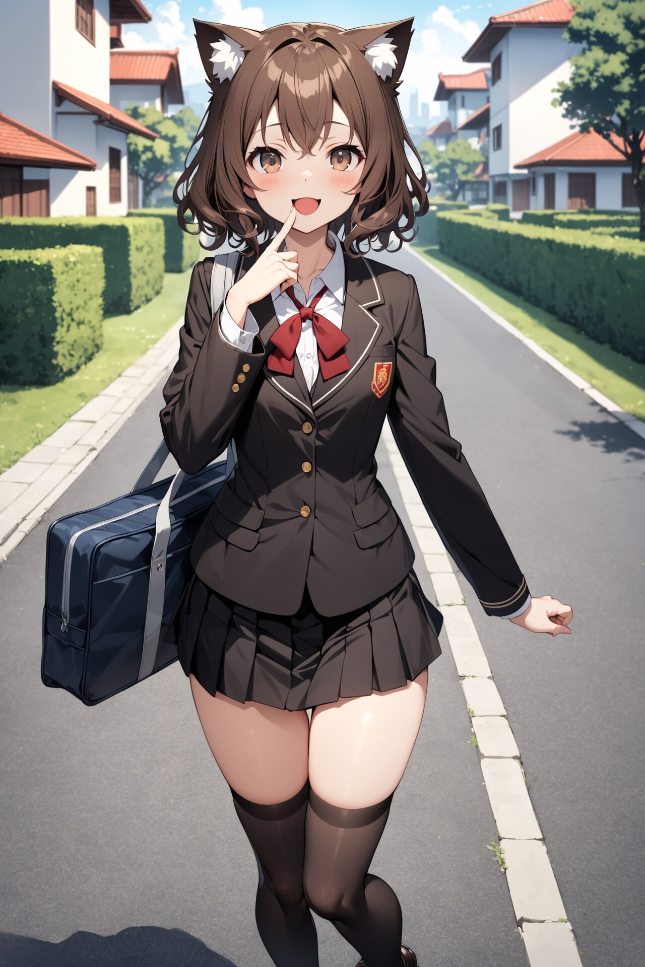 ネコミミ＋絶対領域 | の人気AIイラスト・グラビア