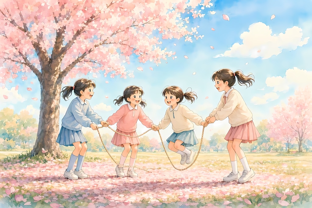 水彩画風の少女たち