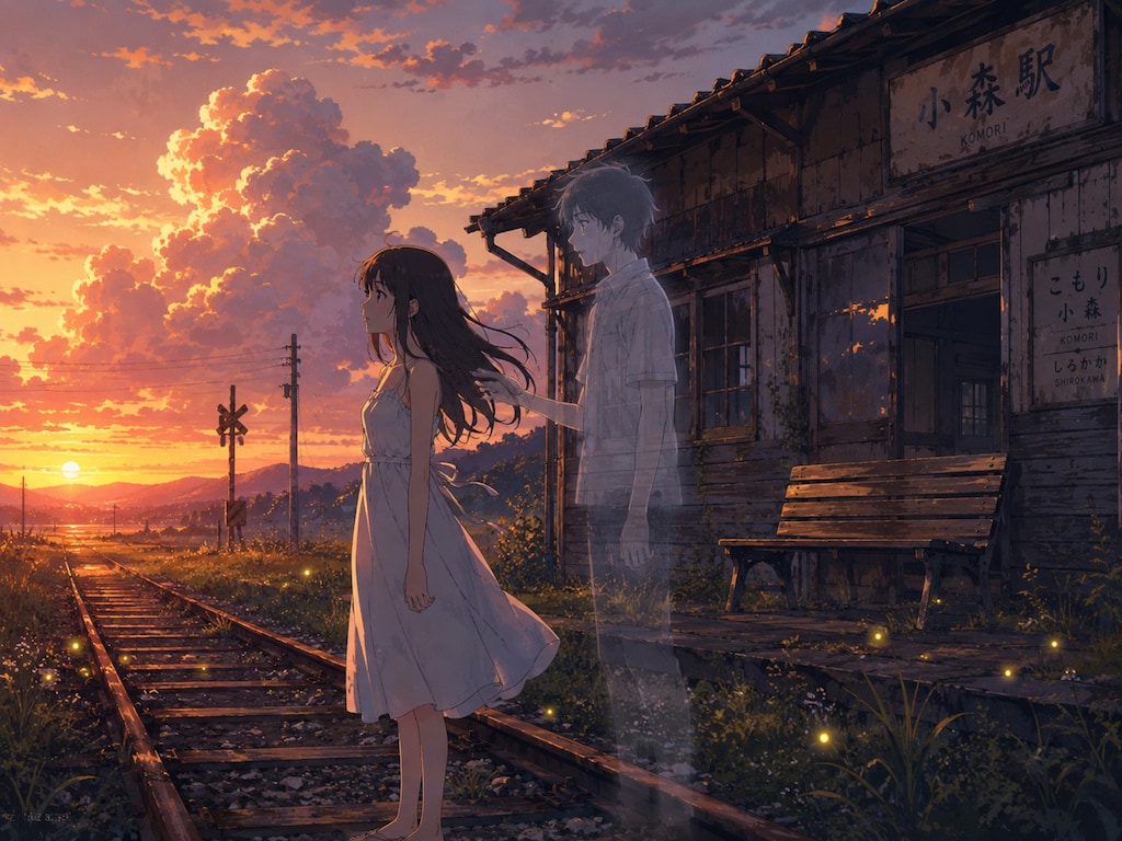 夕暮れの駅と幽霊の少年