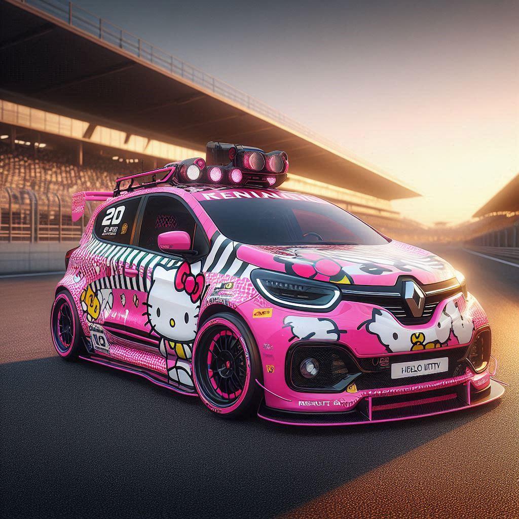 ハローキティカラーのルノーカングーレーシングカー | の人気AIイラスト・グラビア