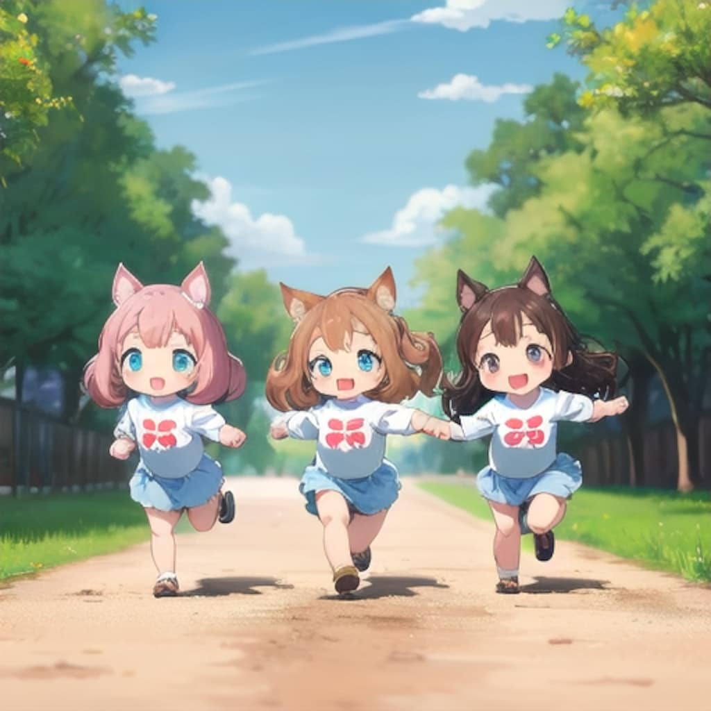 友達と公園でおさんぽ