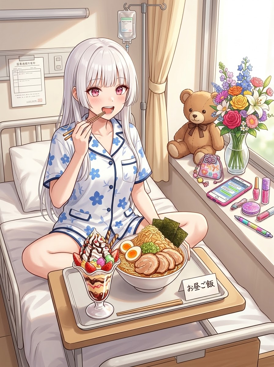 入院中の白髪ちゃん | の人気AIイラスト・グラビア