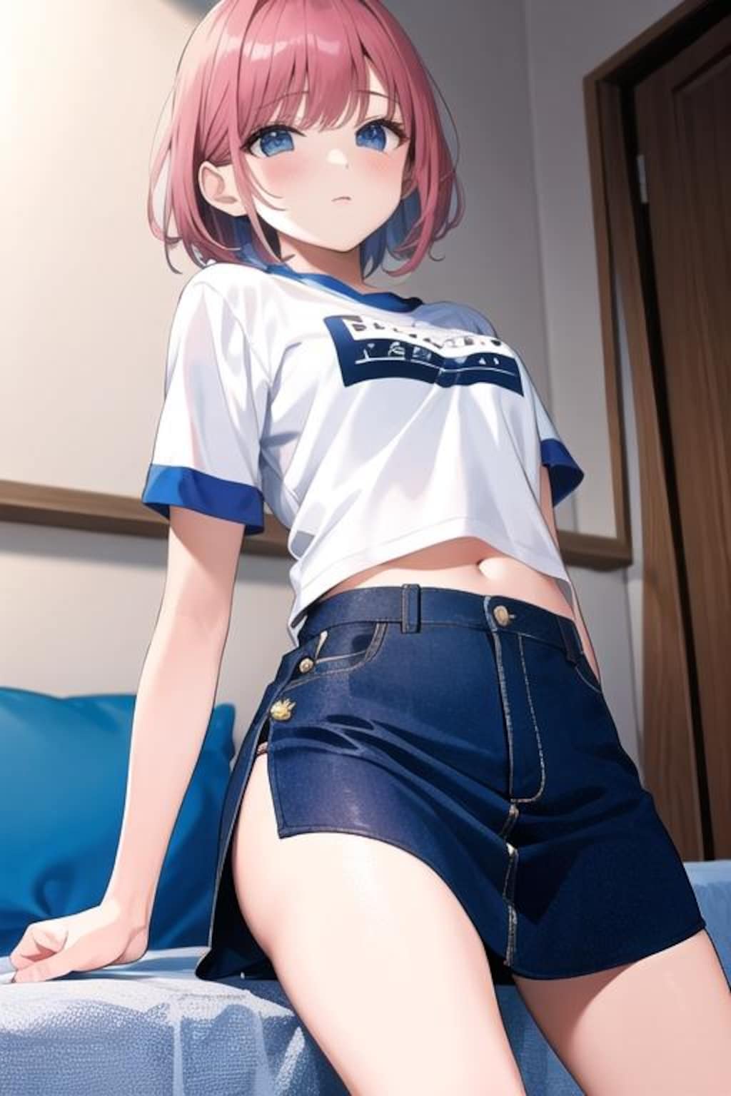 健全な桃髪の娘