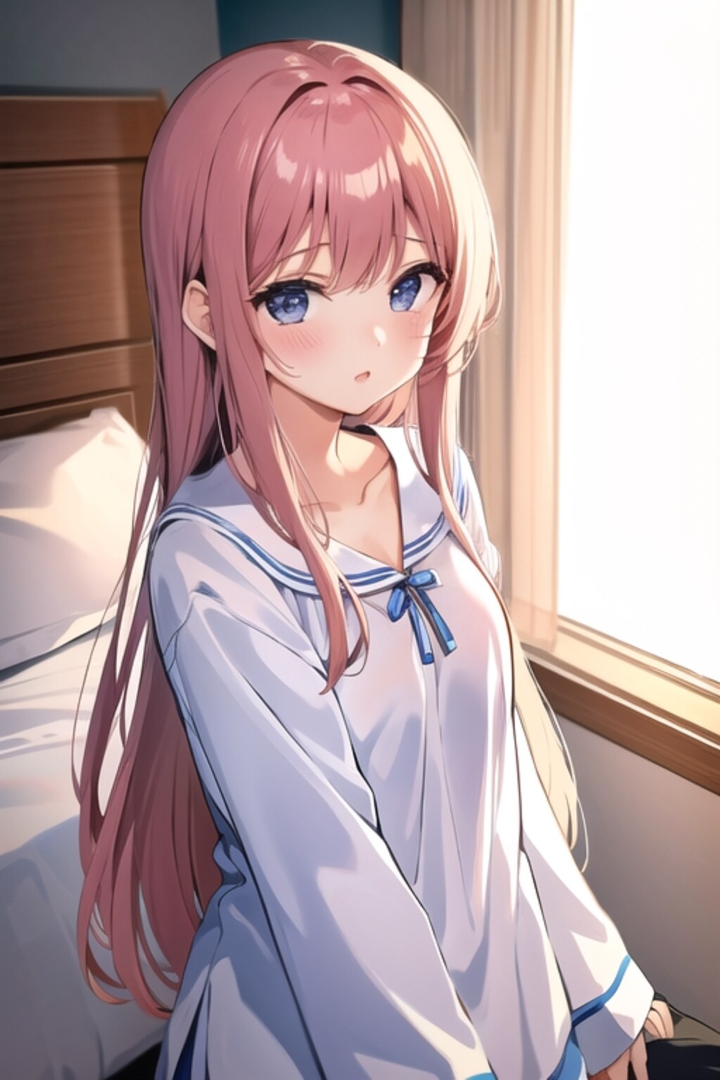 健全な桃髪の娘