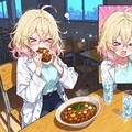 学食でひやスパカレーを食べる理久さん 2枚目