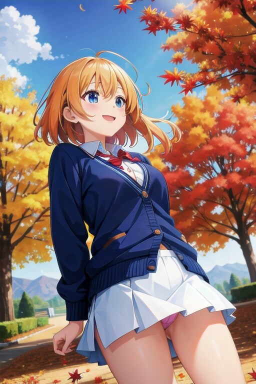 秋空に舞う紅葉🍁