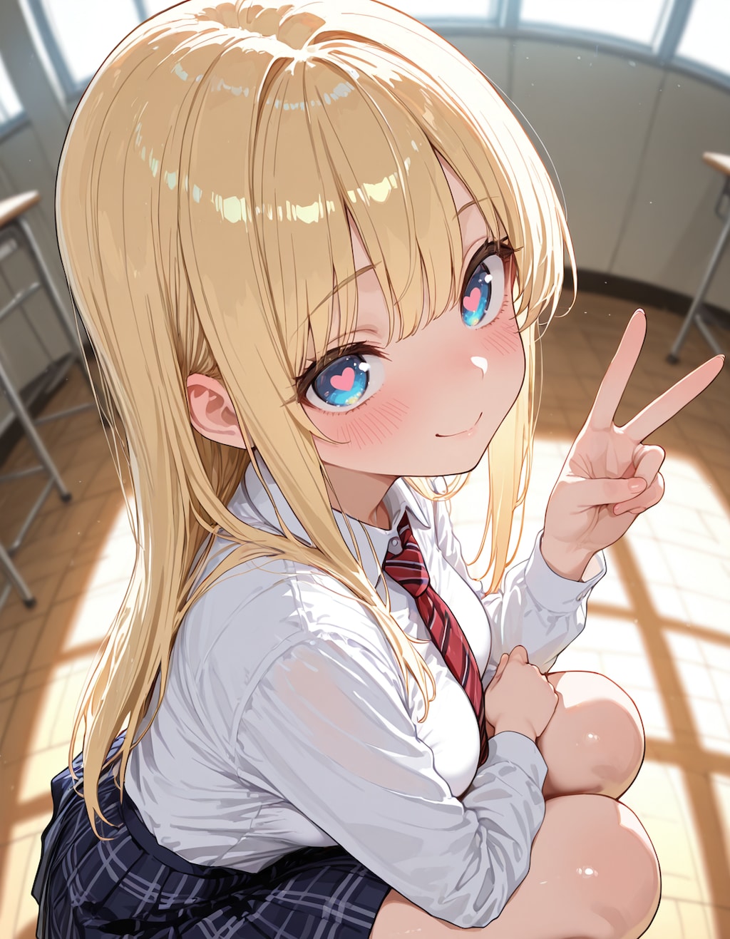 しゃがみピース！