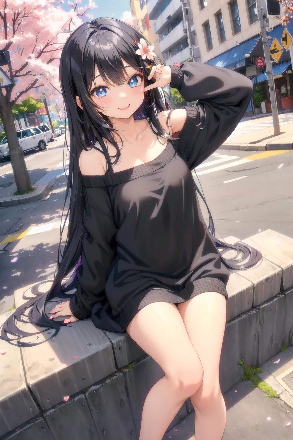 桜とニット