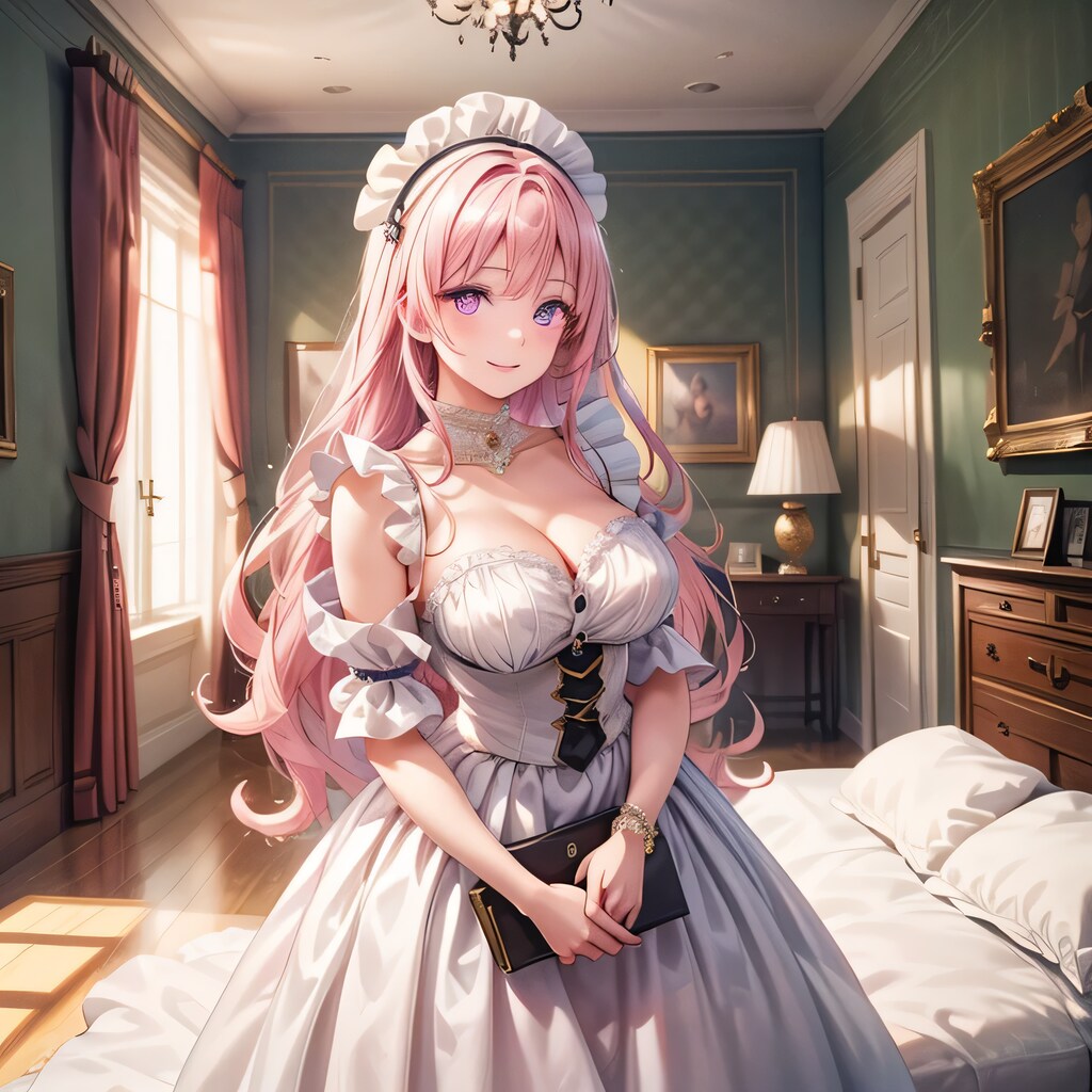 ピンク髪ロングでメイド服の少女２