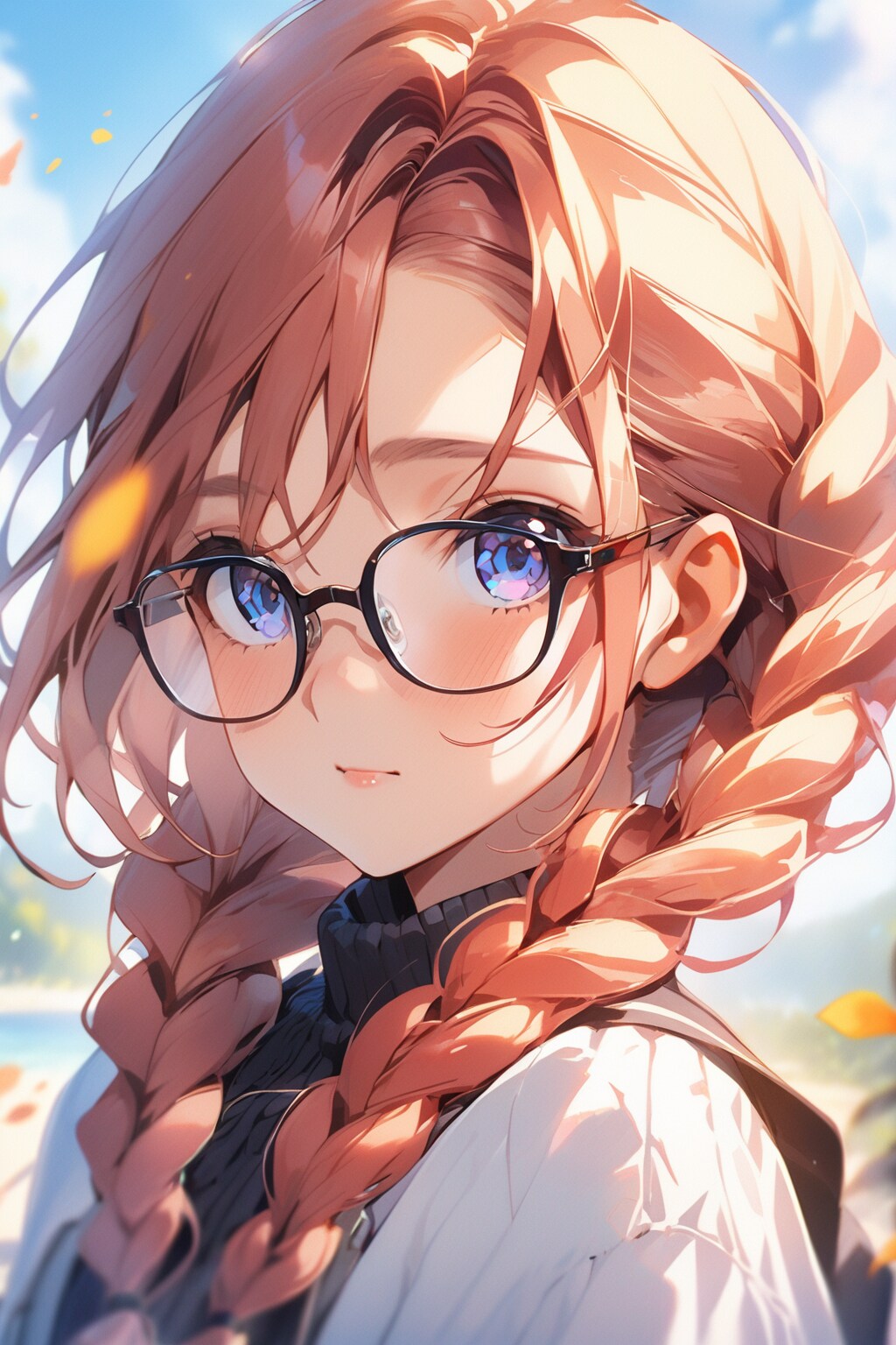 眼鏡三つ編み少女 17歳 | の人気AIイラスト・グラビア