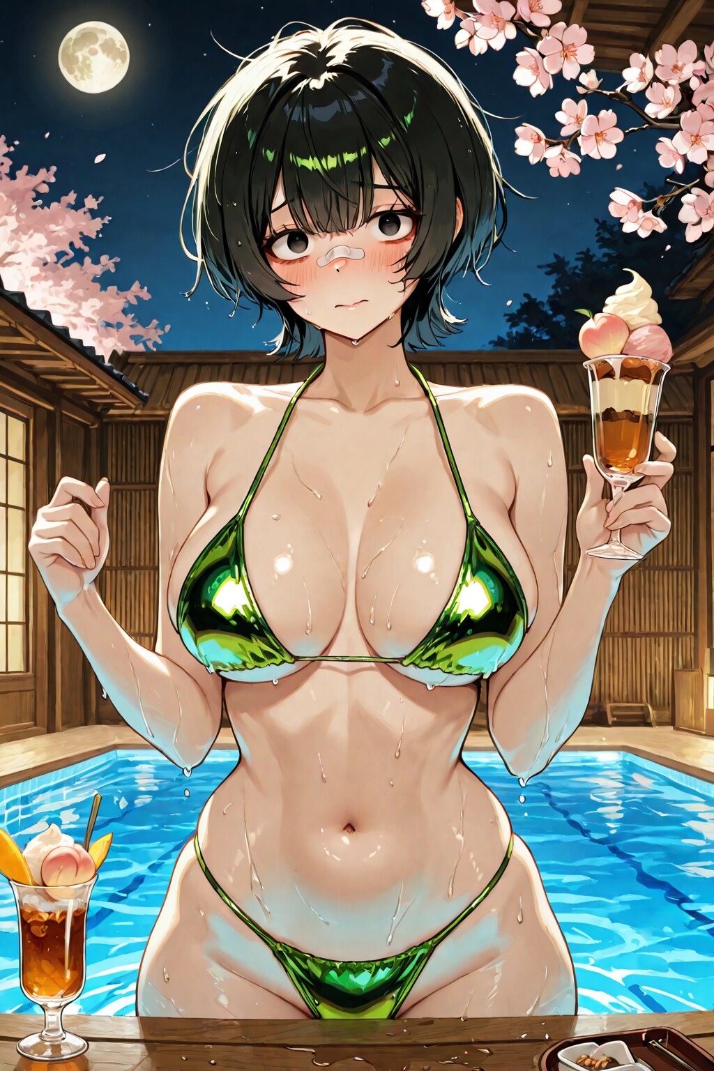 グリーンメタリックビキニの茜さん(ちちぷい版)
